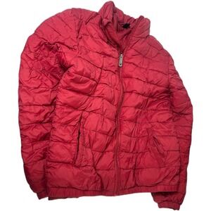 True Religion Light Puffer‎ zip up Jacket Mens Large Red Quilted y2k
